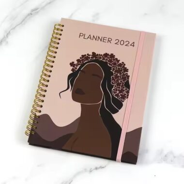 Custom hardcover weekly planner spiral bound booklet with colorful design
