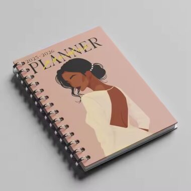 Custom hardcover weekly planner spiral bound booklet with colorful design